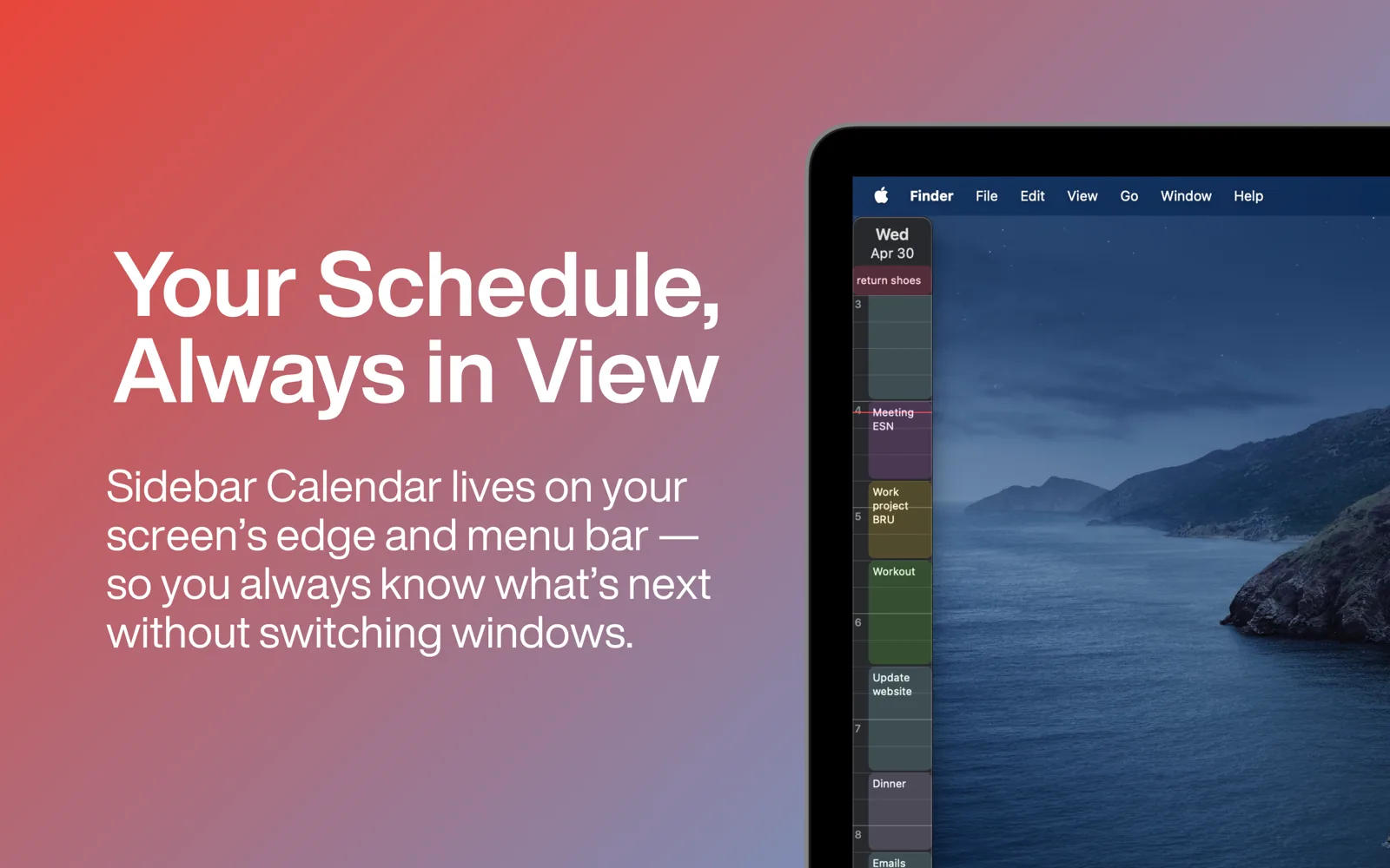 Sidebar Calendar Screenshot 1